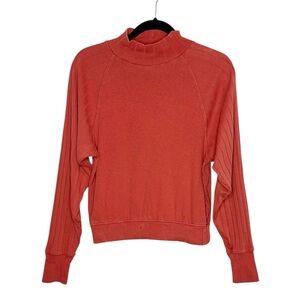 Free People Beach Ribbed Sleeve mock turtleneck top